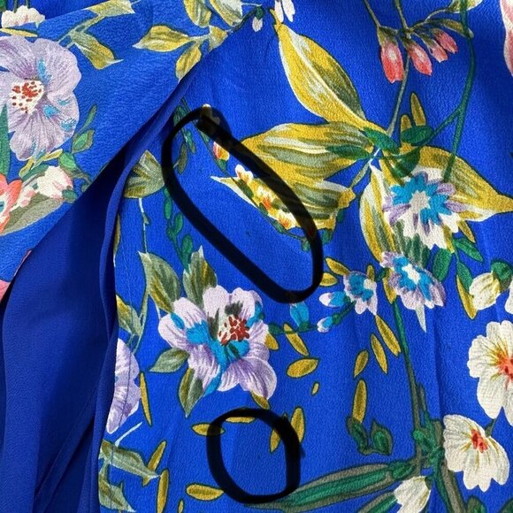 Yumi Kim Amalfi Coast Soho Mixer Silk Mini Wrap Dress Size XS Blue Floral Boho - Picture 9 of 10